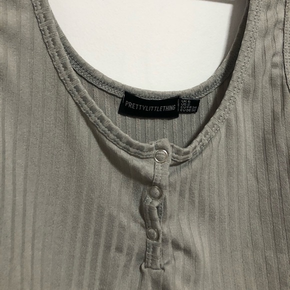 PLT BNWOT RIBBED BUTTONED GREY TANK TOP - Picture 3 of 5